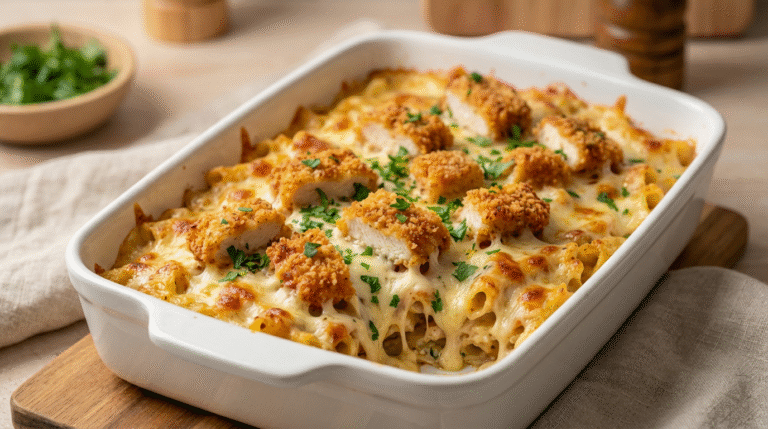 Easy and Delicious Cheesy Chicken Pasta Bake