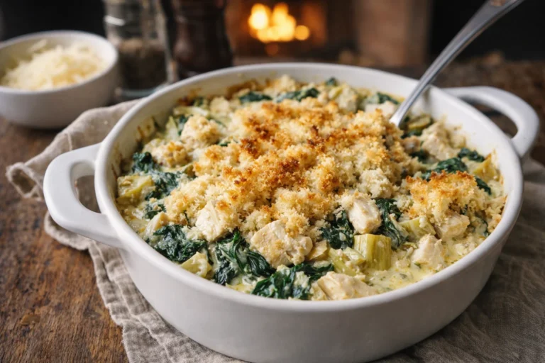 Cozy Spinach Artichoke Chicken Casserole