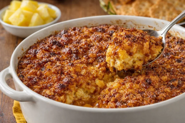 Deliciously Sweet  Savory Paula Deens Pineapple Casserole