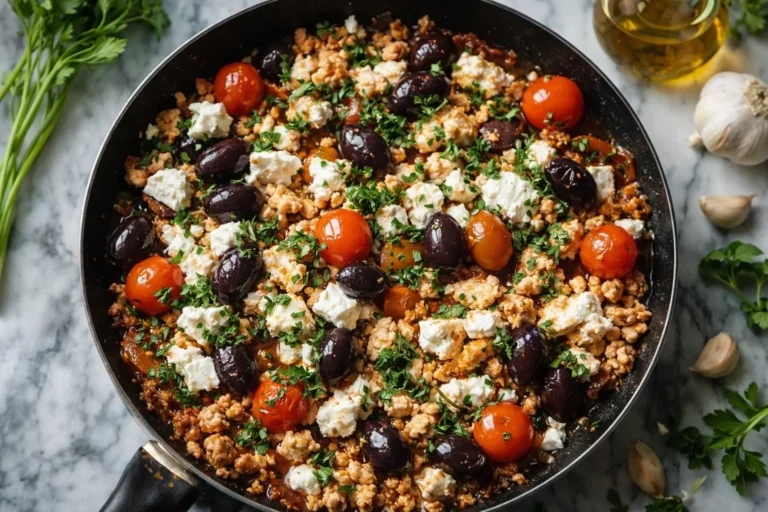 Mediterranean Keto Ground Chicken Skillet Quick  Easy Healthy Dinner Recipe