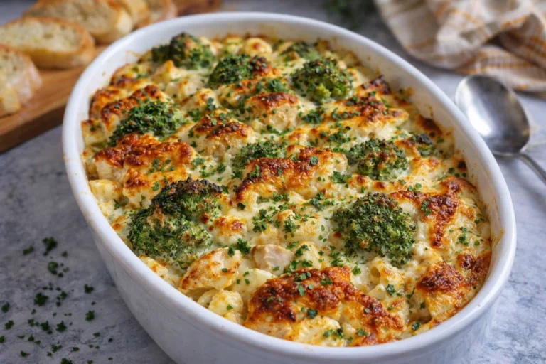 Creamy Chicken  Broccoli Alfredo Bake  – Irresistible Comfort Food