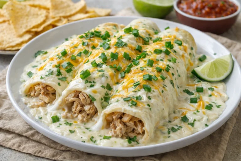 Creamy Chicken Enchiladas with Sour Cream White Sauce  Quick and Easy Recipe