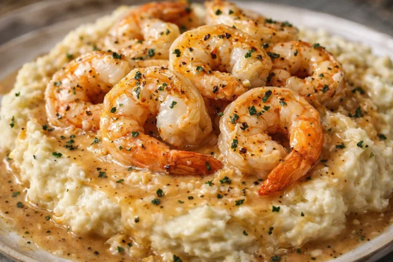 Creamy Garlic Shrimp Over Potatoes