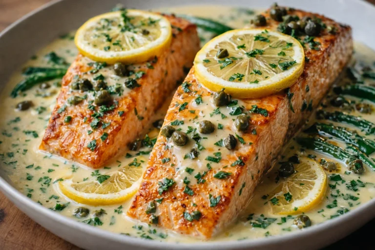Creamy Lemon Salmon Piccata Quick and Easy Dinner Recipe for Everyone