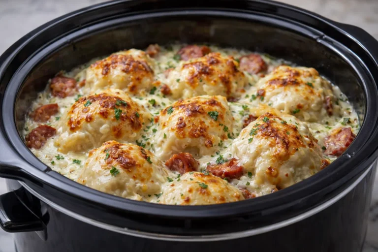 Delicious Creamy Crockpot Pierogi Casserole with Kielbasa