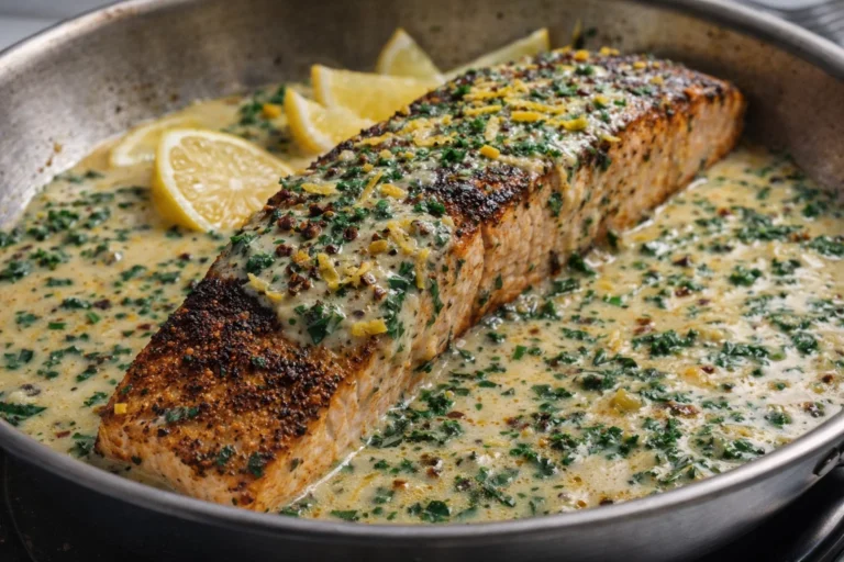 Pan-Seared Salmon with Lemon Garlic Cream Sauce  Quick  Easy Dinner Recipe