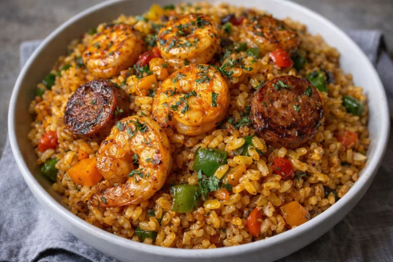 Deliciously Savory Ultimate Shrimp  Sausage Dirty Rice