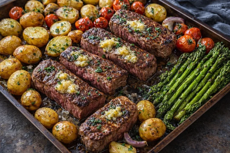Sheet Pan Garlic Butter Steak with Veggies Quick  Easy Dinner Recipe for Everyone