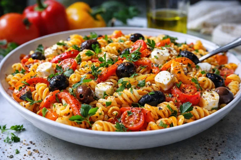 Colorful Spring Pasta Salad with Roasted Peppers