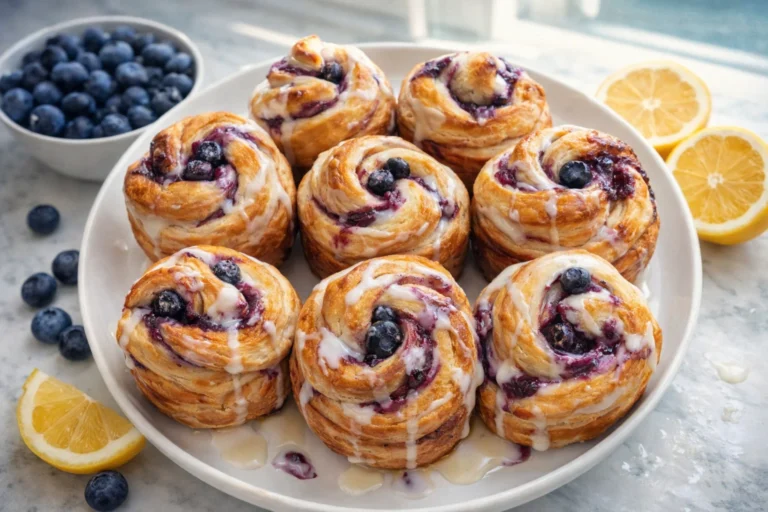 Freshly Baked Knotted Lemon Blueberry Rolls Recipe