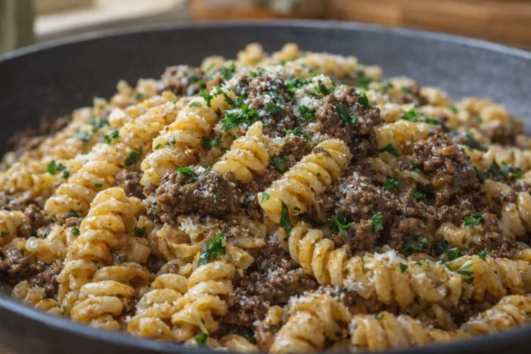 Beef and Rotini in Garlic Parmesan Sauce A Simple Recipe for Dinner