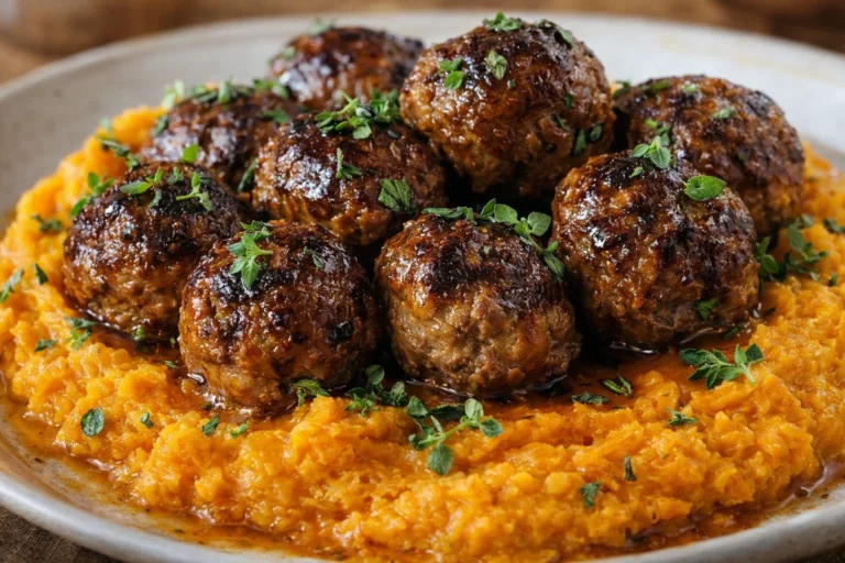 Pork Meatballs with Sweet Potato Mash A Comforting Family Dinner Recipe