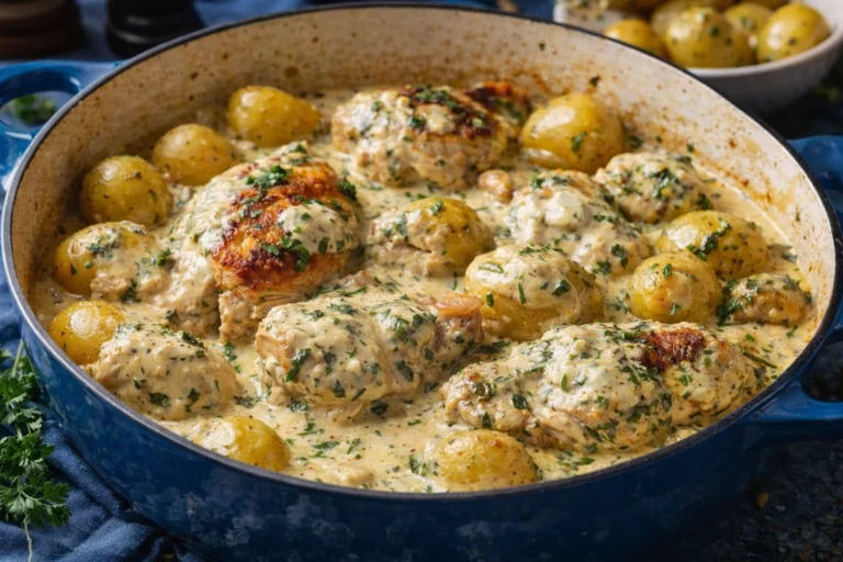Dutch Oven Creamy Ranch Chicken  Potatoes Easy Dinner Recipe for Families