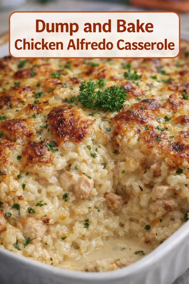 Dump and Bake Chicken Alfredo Rice Casserole Easy Family Dinner Recipe