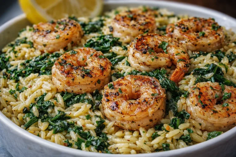 Lemon Garlic Shrimp with Spinach Orzo Quick and Easy Dinner Recipe