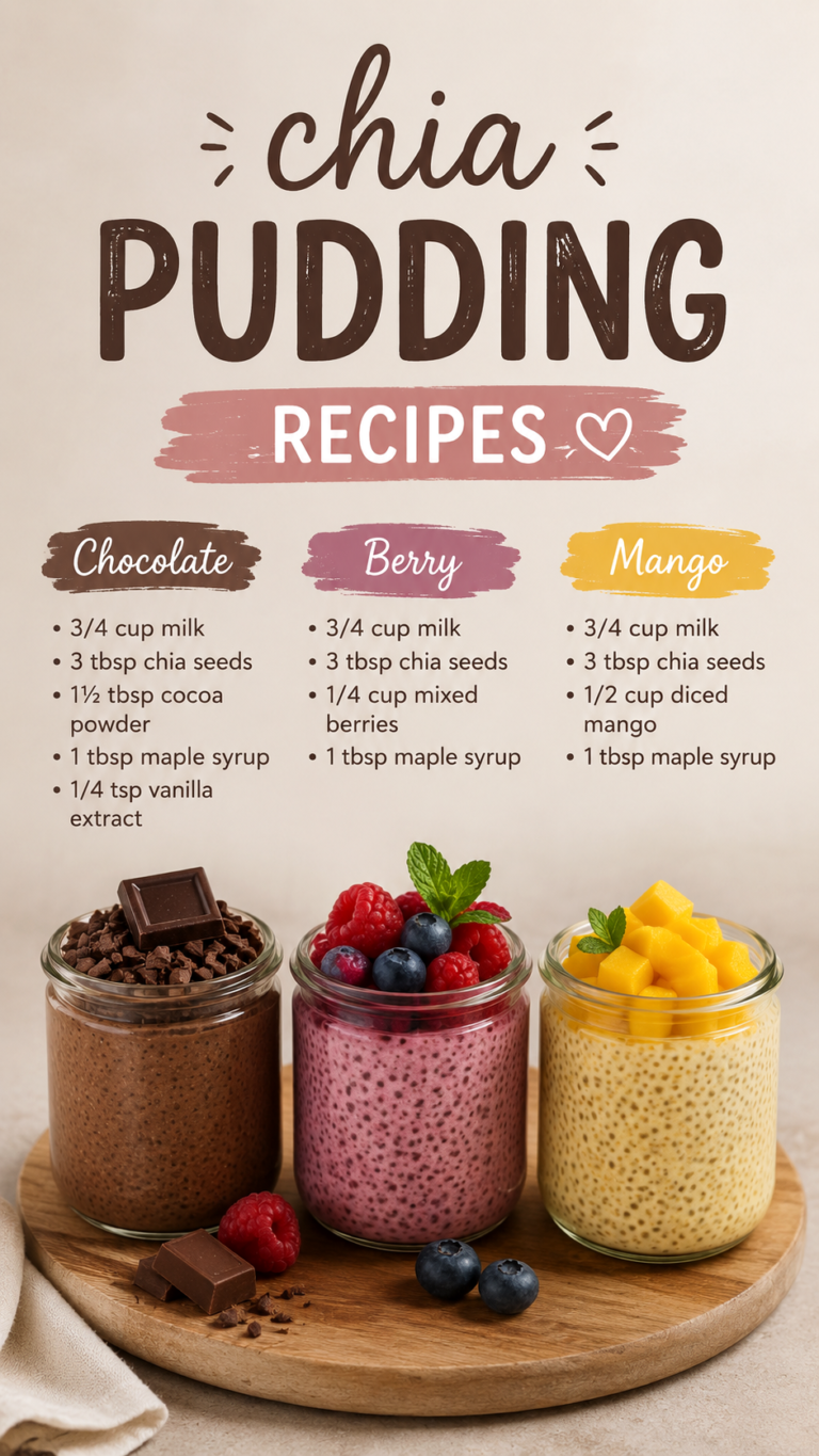 3 Easy Chia Pudding Recipes for Healthy Breakfasts Chocolate, Berry, Mango