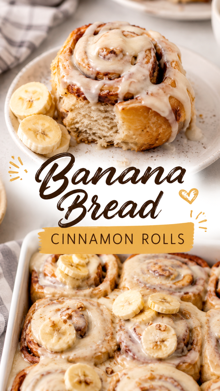 Banana Bread Cinnamon Rolls with Cream Cheese Frosting Easy Homemade Recipe