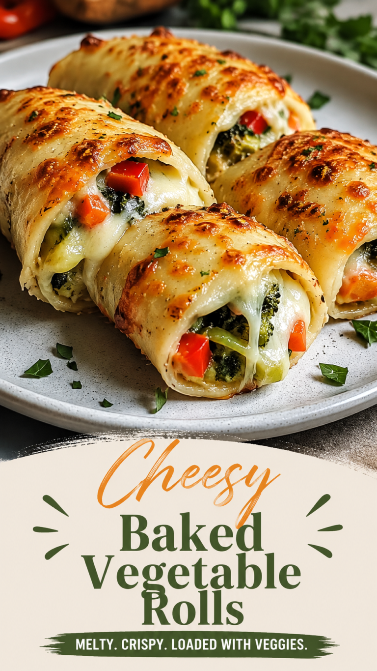 Cheesy Baked Vegetable Rolls Recipe  Easy Vegetarian Dinner Idea