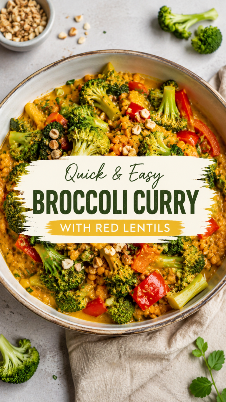 Easy Broccoli Curry with Red Lentils  Healthy Vegetarian Dinner Recipe