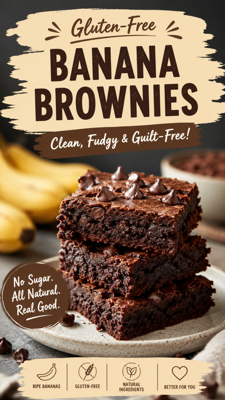 Gluten-Free Banana Brownies Recipe  Healthy Fudgy No Sugar Dessert