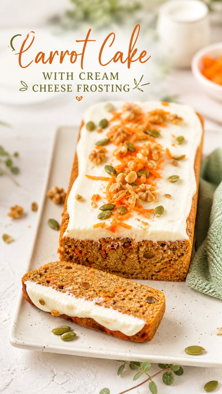 Healthy Carrot Cake Loaf with Cream Cheese Frosting Easy Clean Eating Dessert