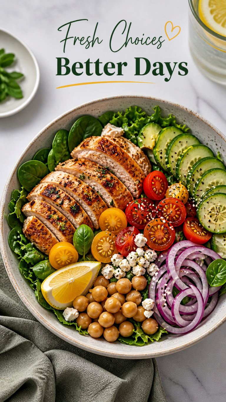 Healthy Chicken Avocado Salad Bowl Recipe for High Protein Easy Dinner