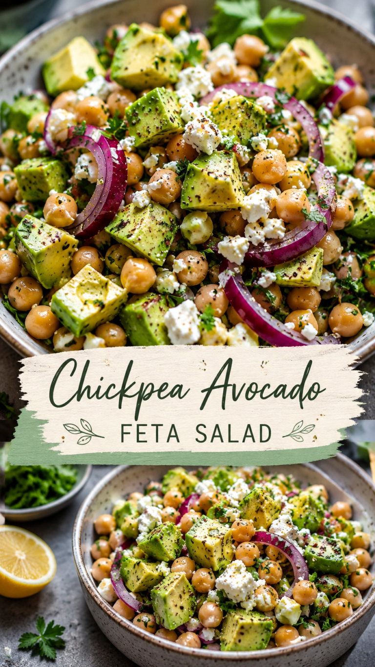 Healthy Chickpea Avocado Feta Salad Recipe for Easy High Protein Lunch