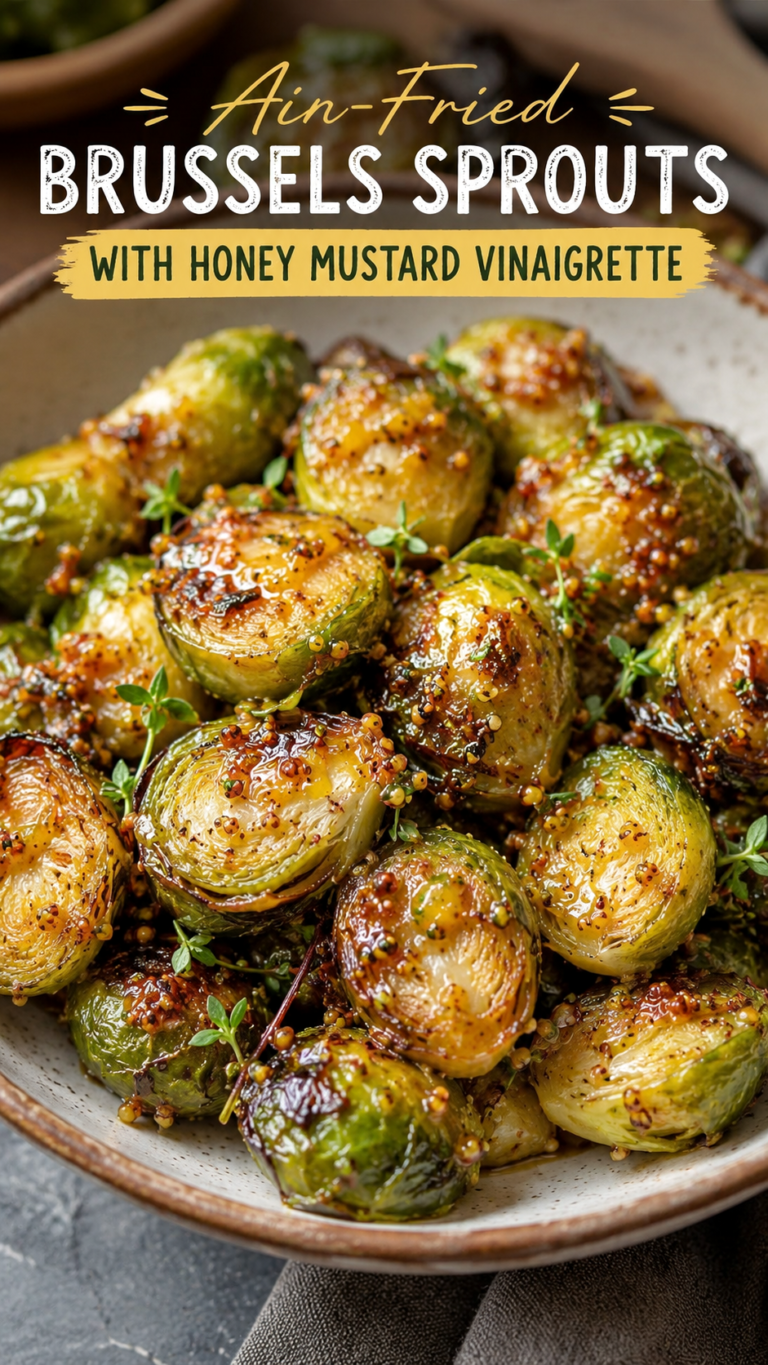 Healthy Dinner Recipes Air-Fried Brussels Sprouts with Honey Mustard Vinaigrette