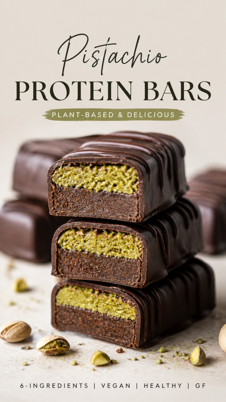 Healthy Pistachio Protein Bars Recipe  Vegan Chocolate Covered High Protein Snack