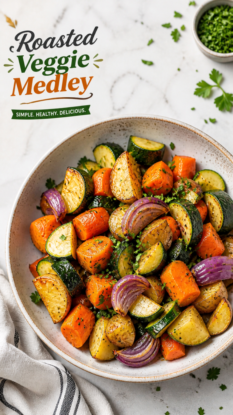 Healthy Roasted Vegetable Recipe with Potatoes, Carrots  Zucchini  Easy Sheet Pan Dinner