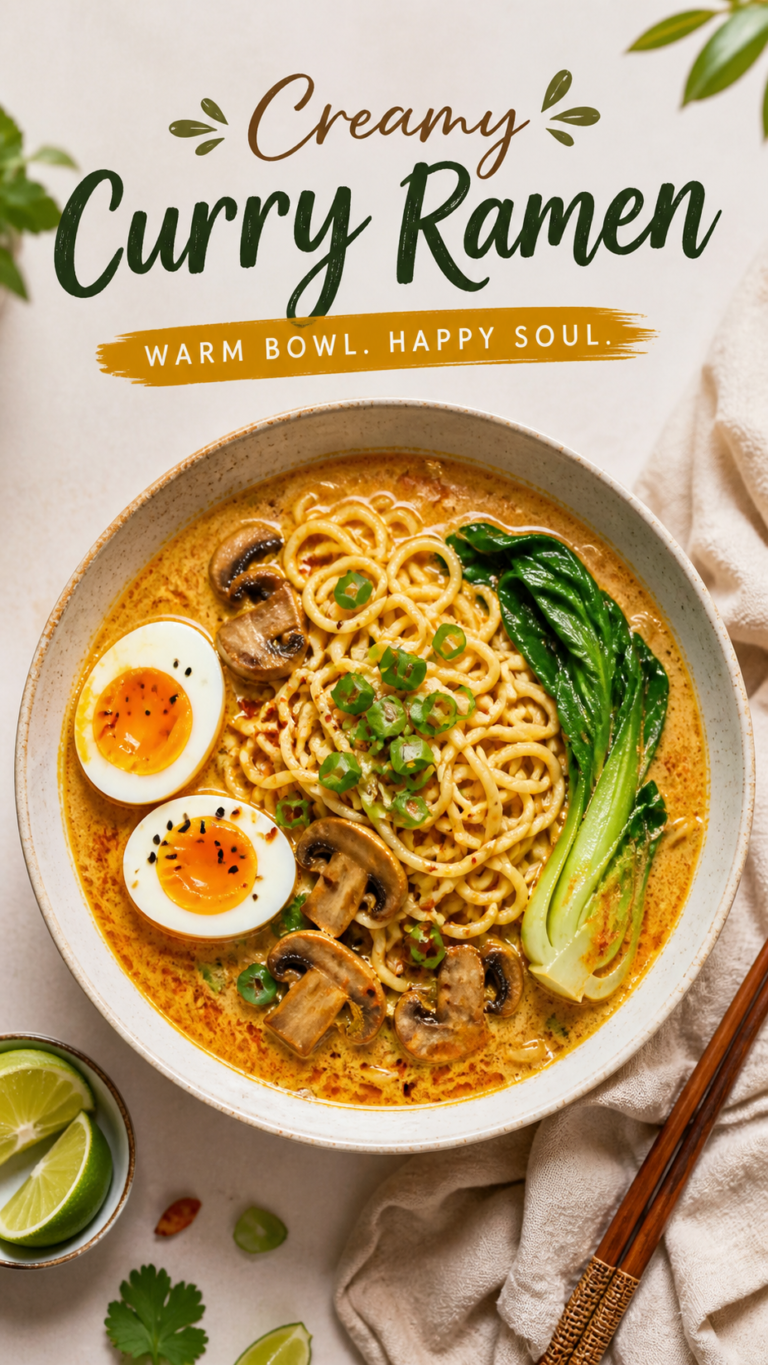Healthy Spicy Ramen Bowl Recipe with Eggs, Mushrooms  Fresh Veggies