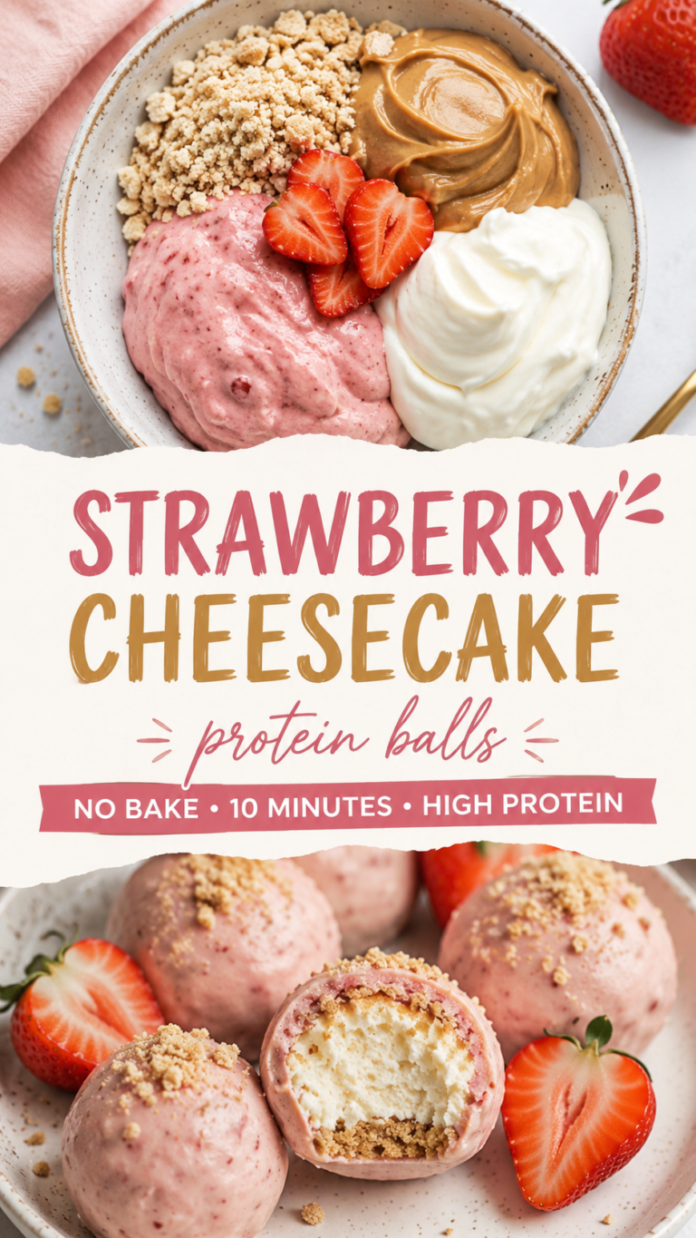 Strawberry Cheesecake Protein Balls  Healthy No-Bake High Protein Snack