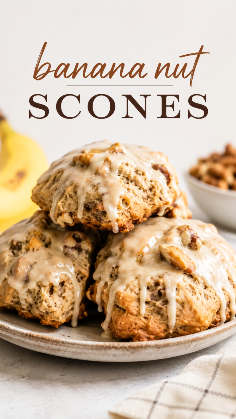 Banana Nut Scones Recipe with Sweet Glaze  Easy Homemade Breakfast Baking Ideas