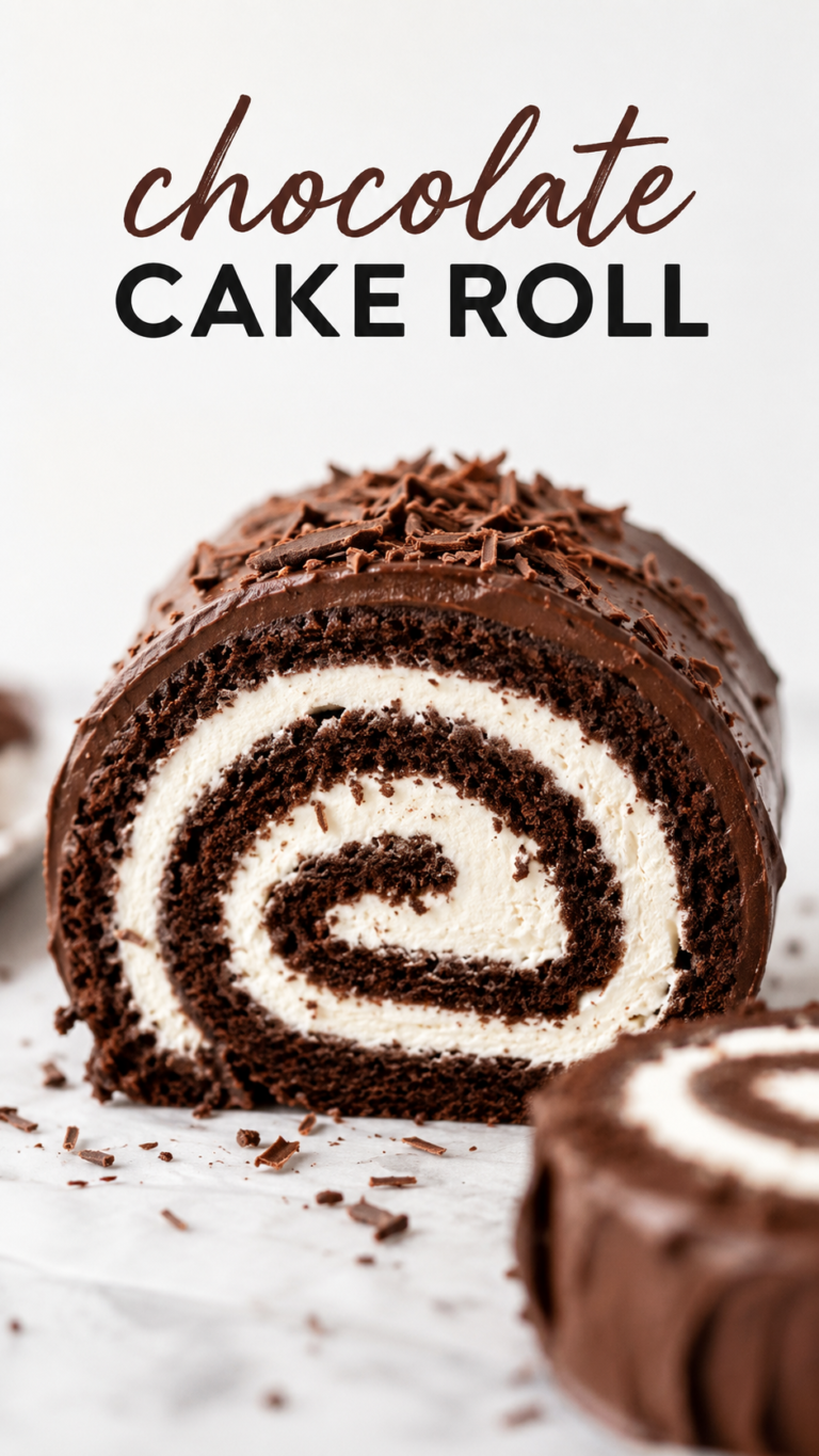 Easy Chocolate Cake Roll Dessert Recipe with Cream Filling and Rich Chocolate Glaze