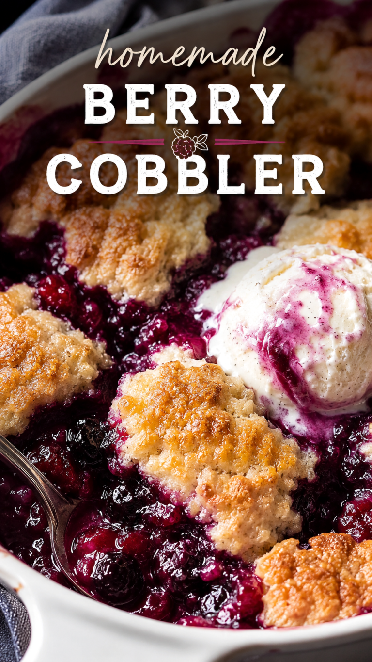 Easy Homemade Berry Cobbler Dessert Recipe with Mixed Berries and Golden Biscuit Topping