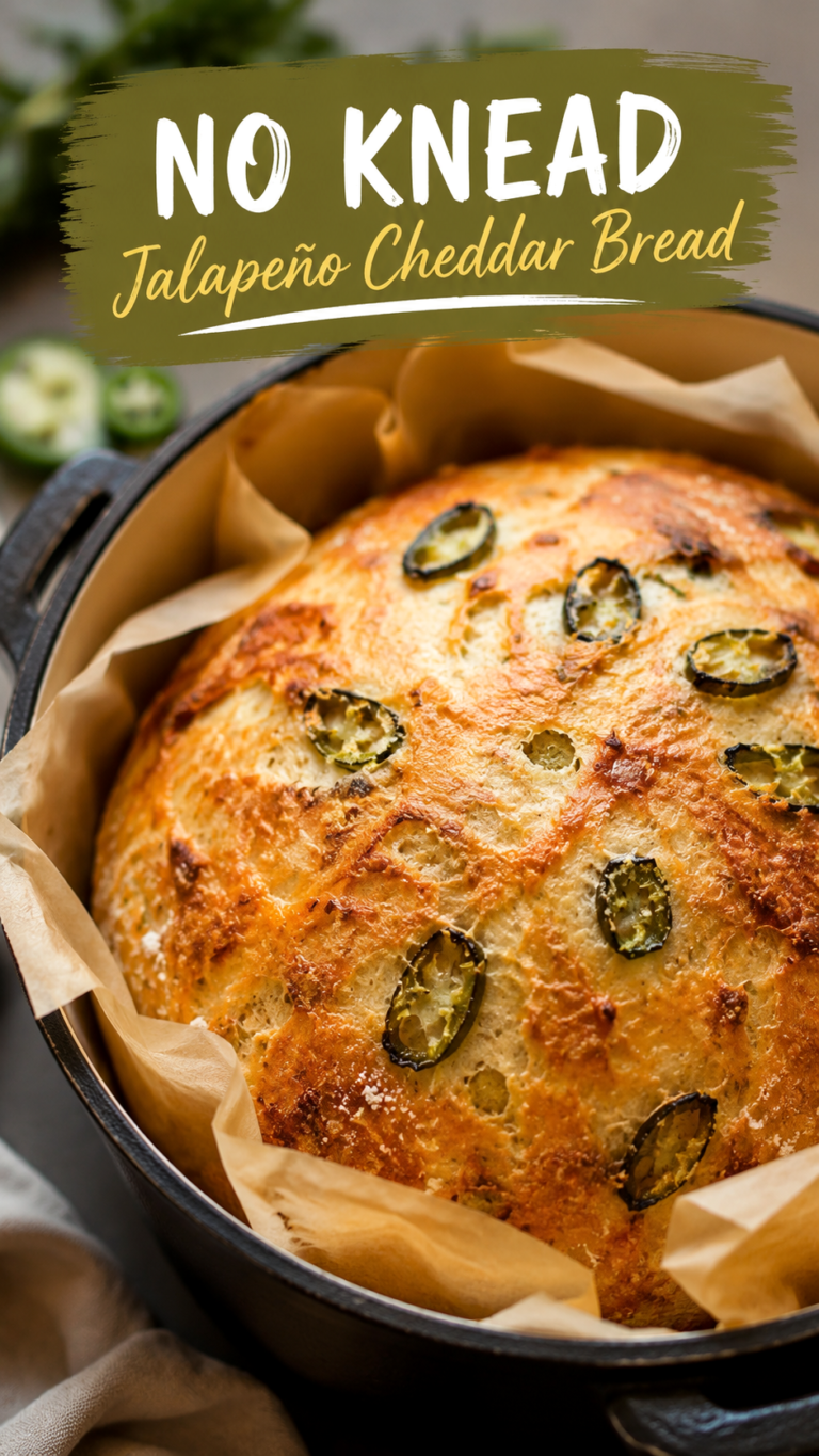 Easy No Knead Jalapeño Cheddar Bread Recipe for Delicious Homemade Dinner Sides