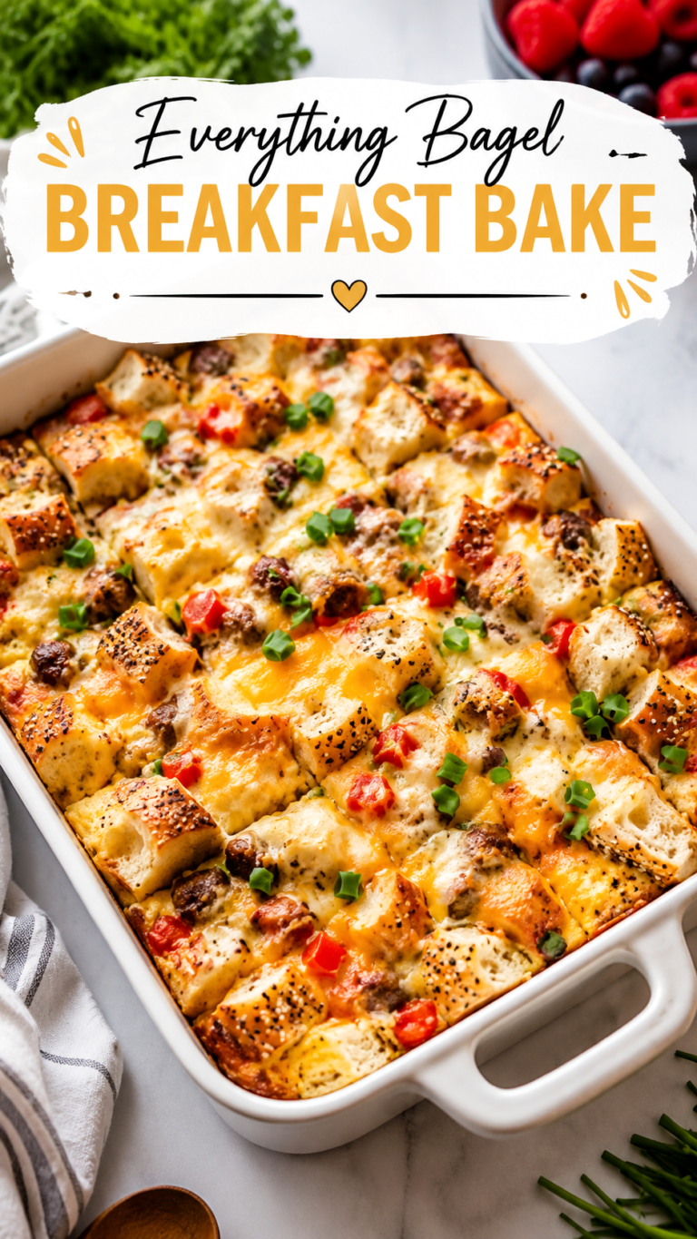 Everything Bagel Breakfast Bake Casserole Recipe Easy Make Ahead Brunch Idea