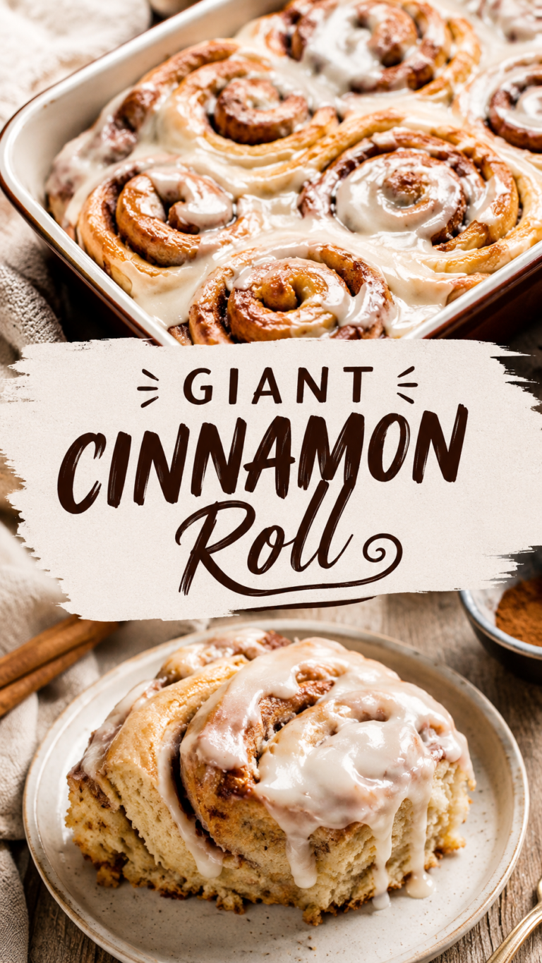 Giant Cinnamon Roll Recipe with Cream Cheese Glaze Easy Homemade Dessert Ideas