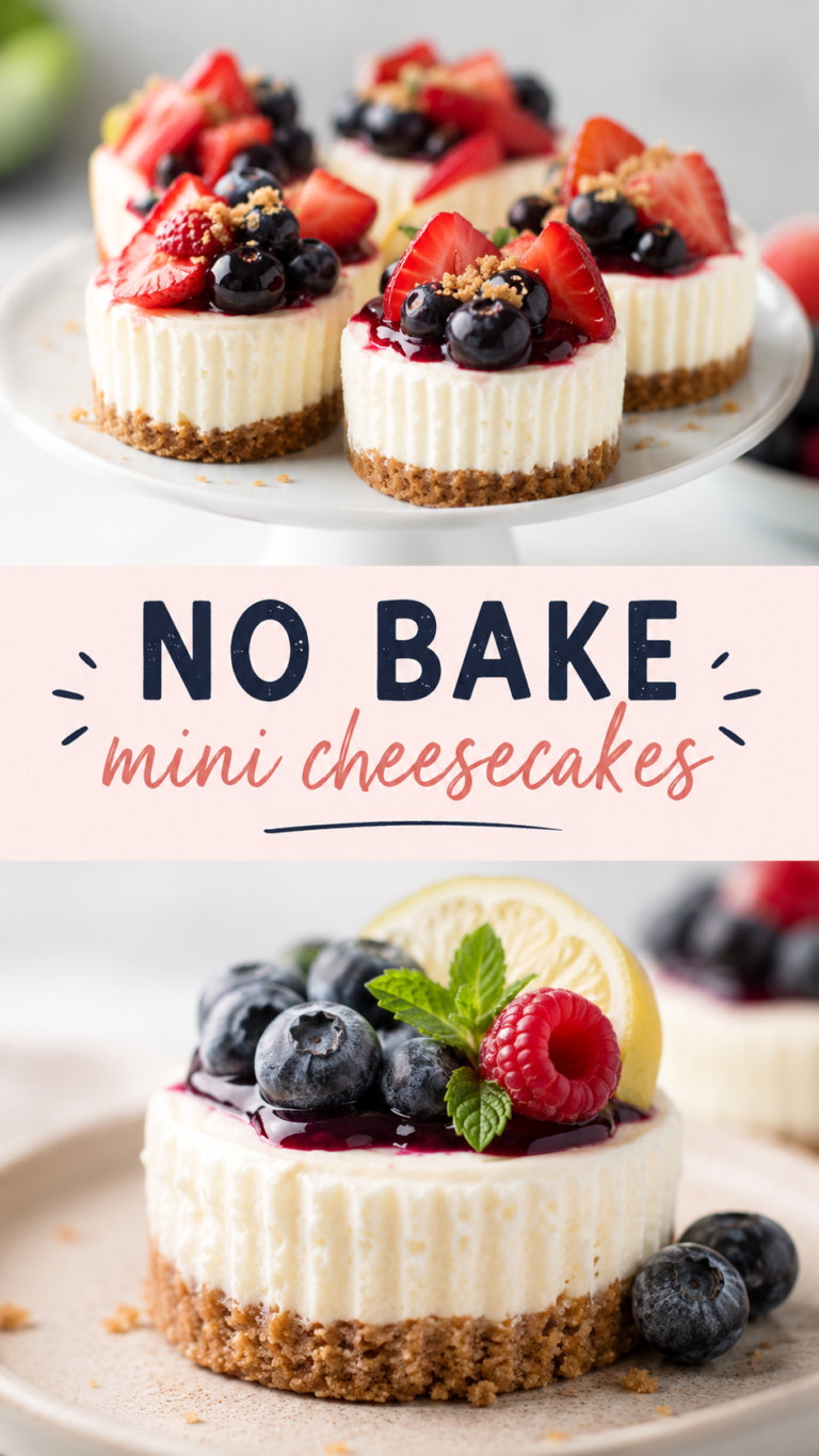 No Bake Mini Cheesecake Dessert Recipes with Fresh Berries Easy Summer Treats