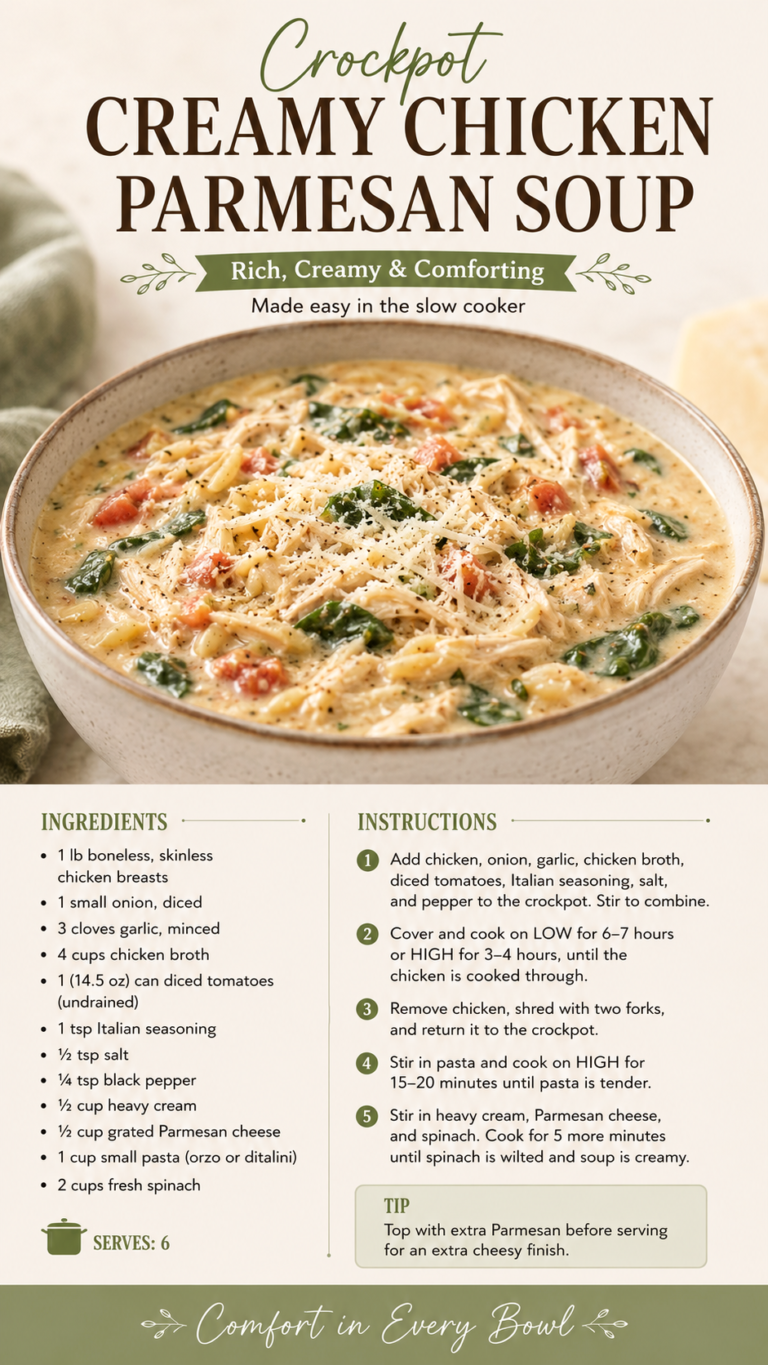 Crockpot Creamy Chicken Parmesan Soup Recipe  Easy Slow Cooker Dinner