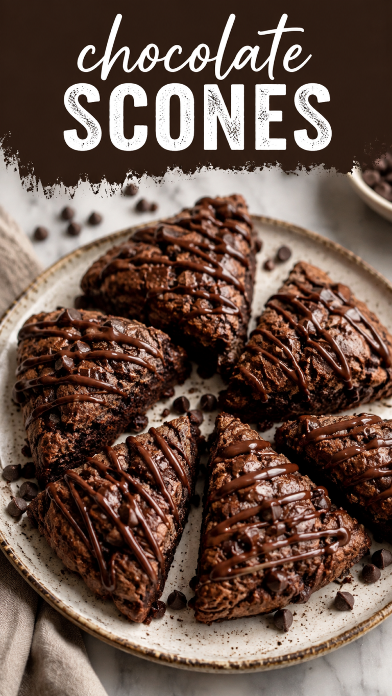 Easy Chocolate Scones Recipe with Rich Chocolate Drizzle  Best Dessert Recipes