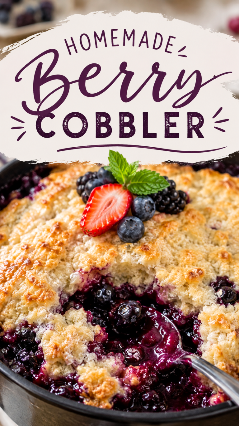 Easy Homemade Berry Cobbler Dessert Recipe with Mixed Berries and Golden Crust