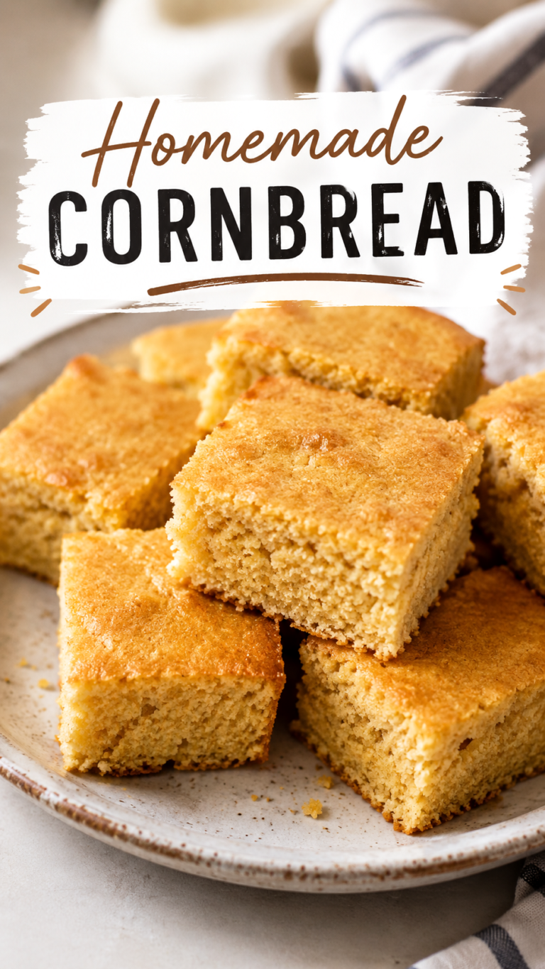 Easy Homemade Cornbread Recipe for Dinner Recipes, Southern Comfort Food  Side Dish