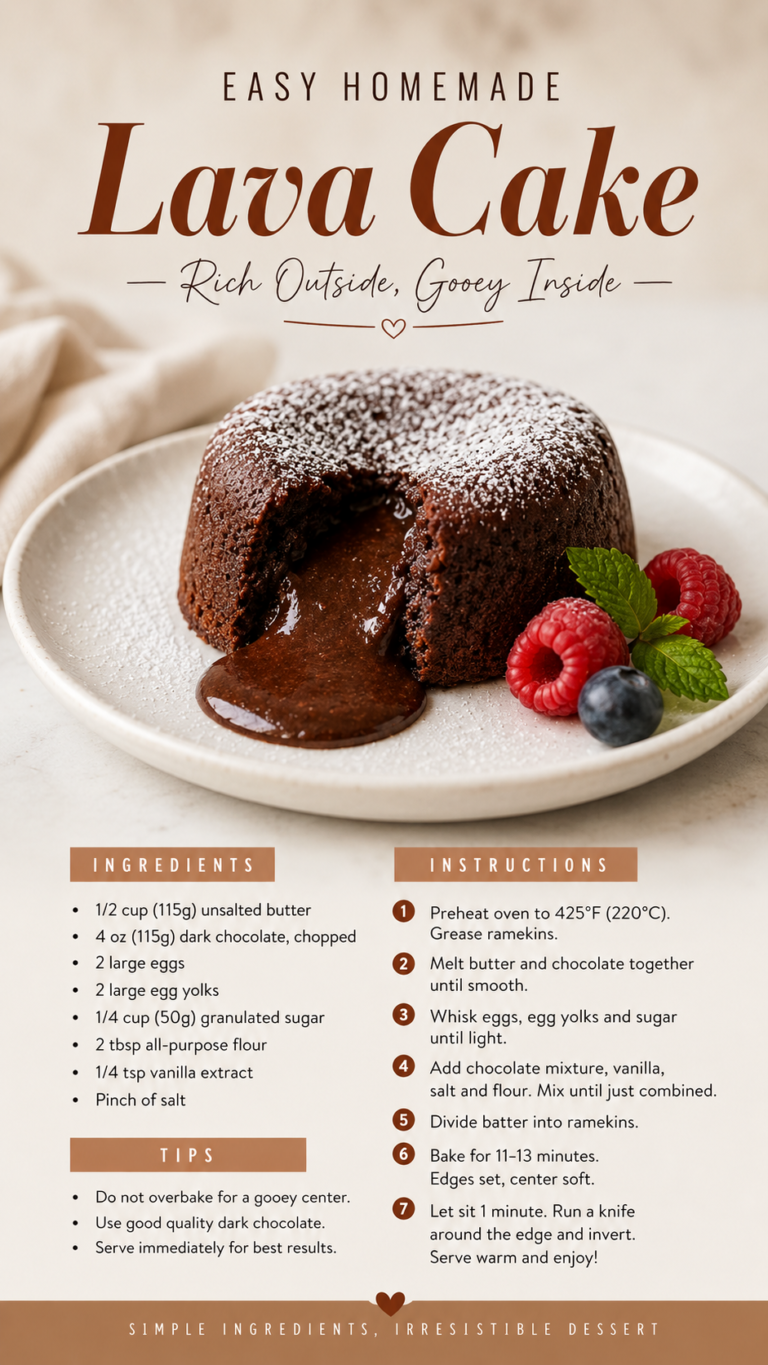 Easy Homemade Lava Cake Recipe for a Rich, Gooey Chocolate Dessert