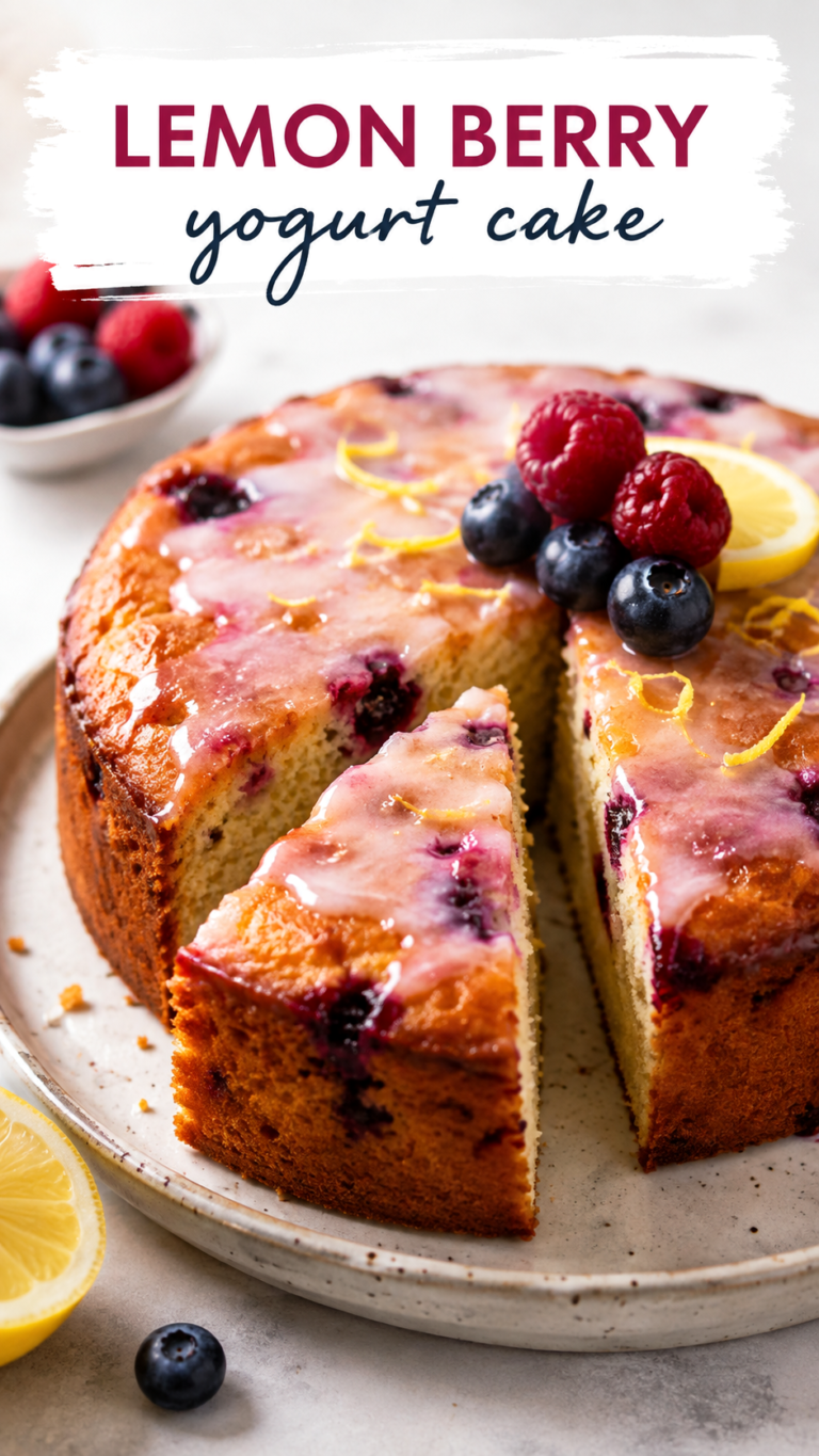 Easy Lemon Berry Yogurt Cake Dessert Recipe for Moist Homemade Baking