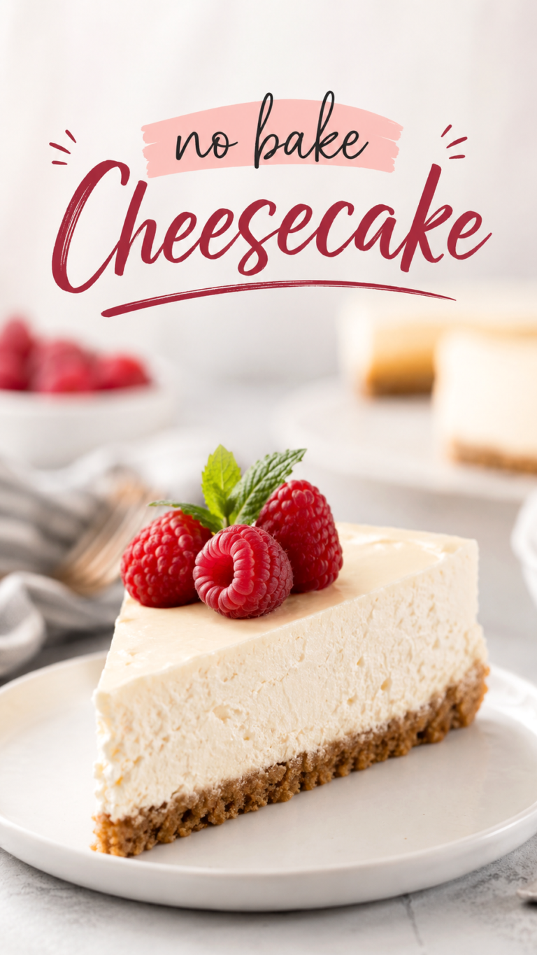 Easy No Bake Cheesecake Recipe with Creamy Strawberry Topping Dessert Recipes