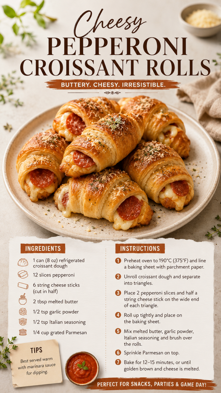 Easy Pepperoni Croissant Rolls  Cheesy Appetizer Recipes