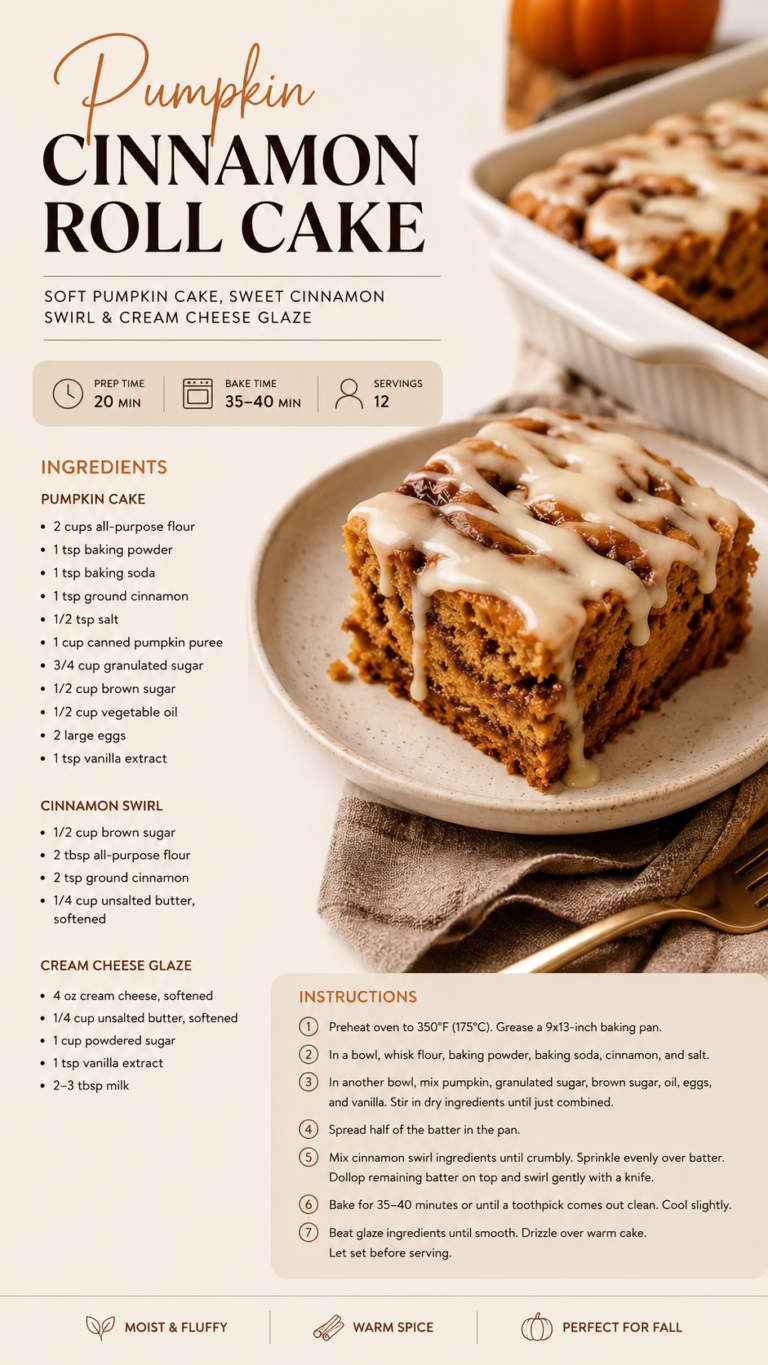 Easy Pumpkin Dessert Recipes Moist Pumpkin Cinnamon Roll Cake with Cream Cheese Glaze