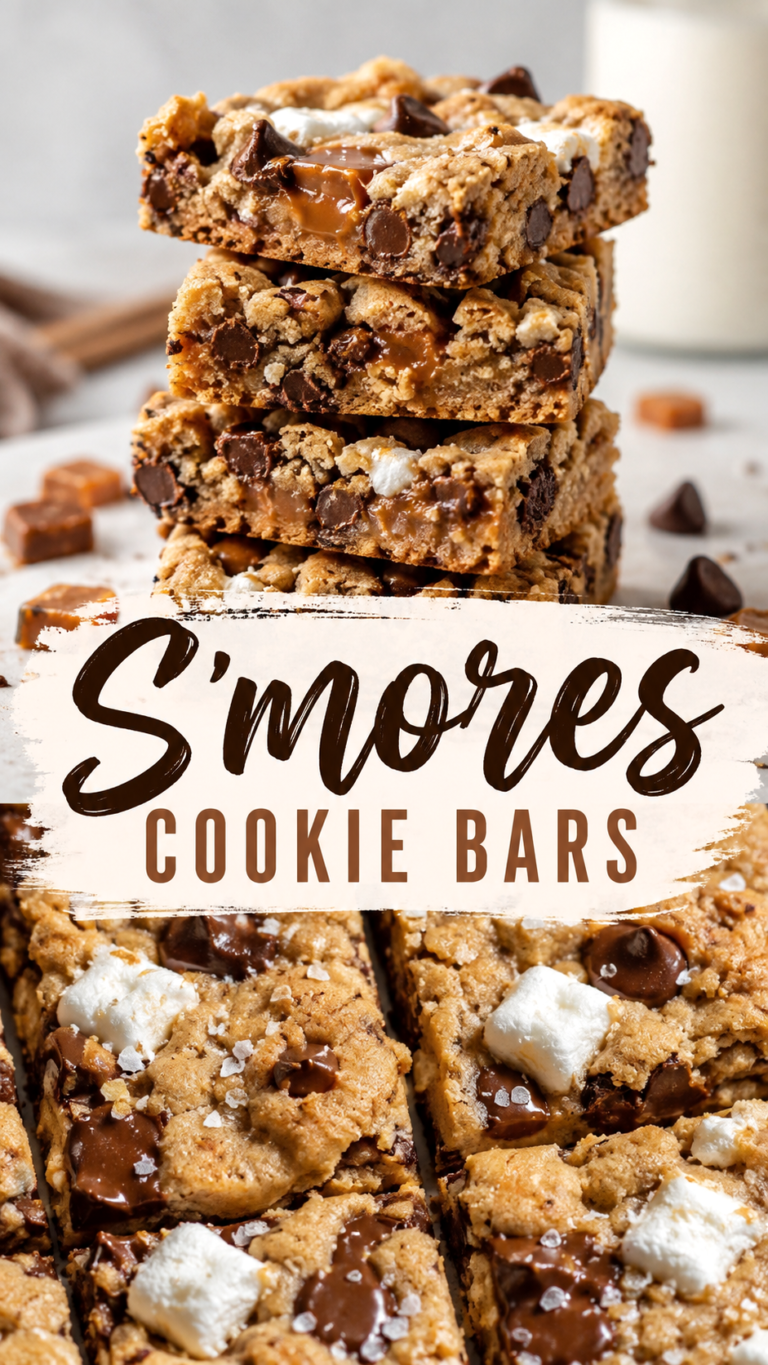 Easy Smores Cookie Bars Recipe with Gooey Marshmallow and Chocolate Chips