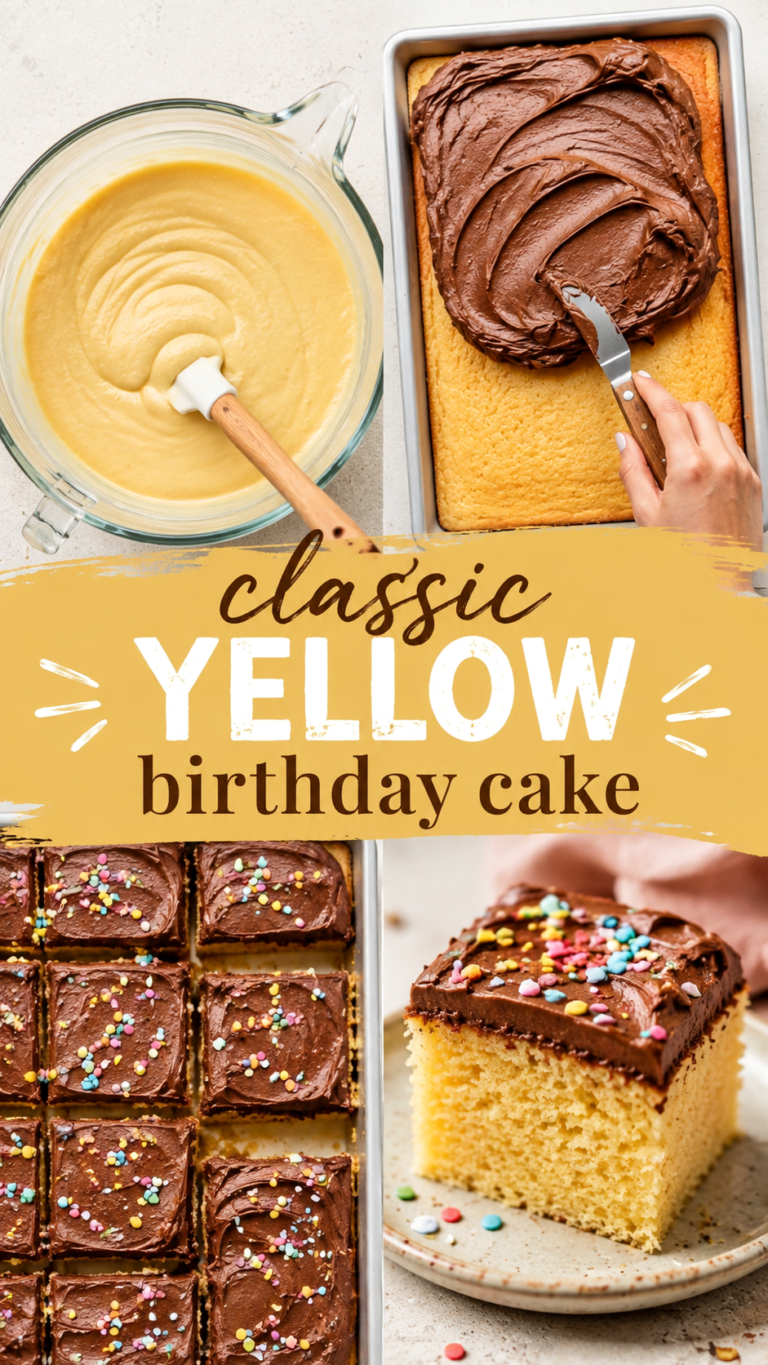 Easy Yellow Birthday Cake Recipe with Chocolate Frosting and Sprinkles